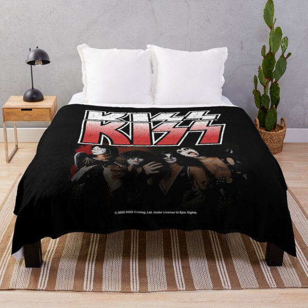 KISS ® | Band image 1975 plus logo | Distressed design Throw Blanket RB2510 product Offical the 1975 Merch